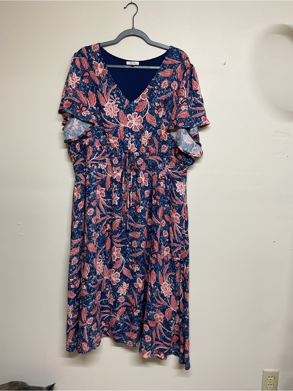 Maurices Navy Dress with Coral Floral Print